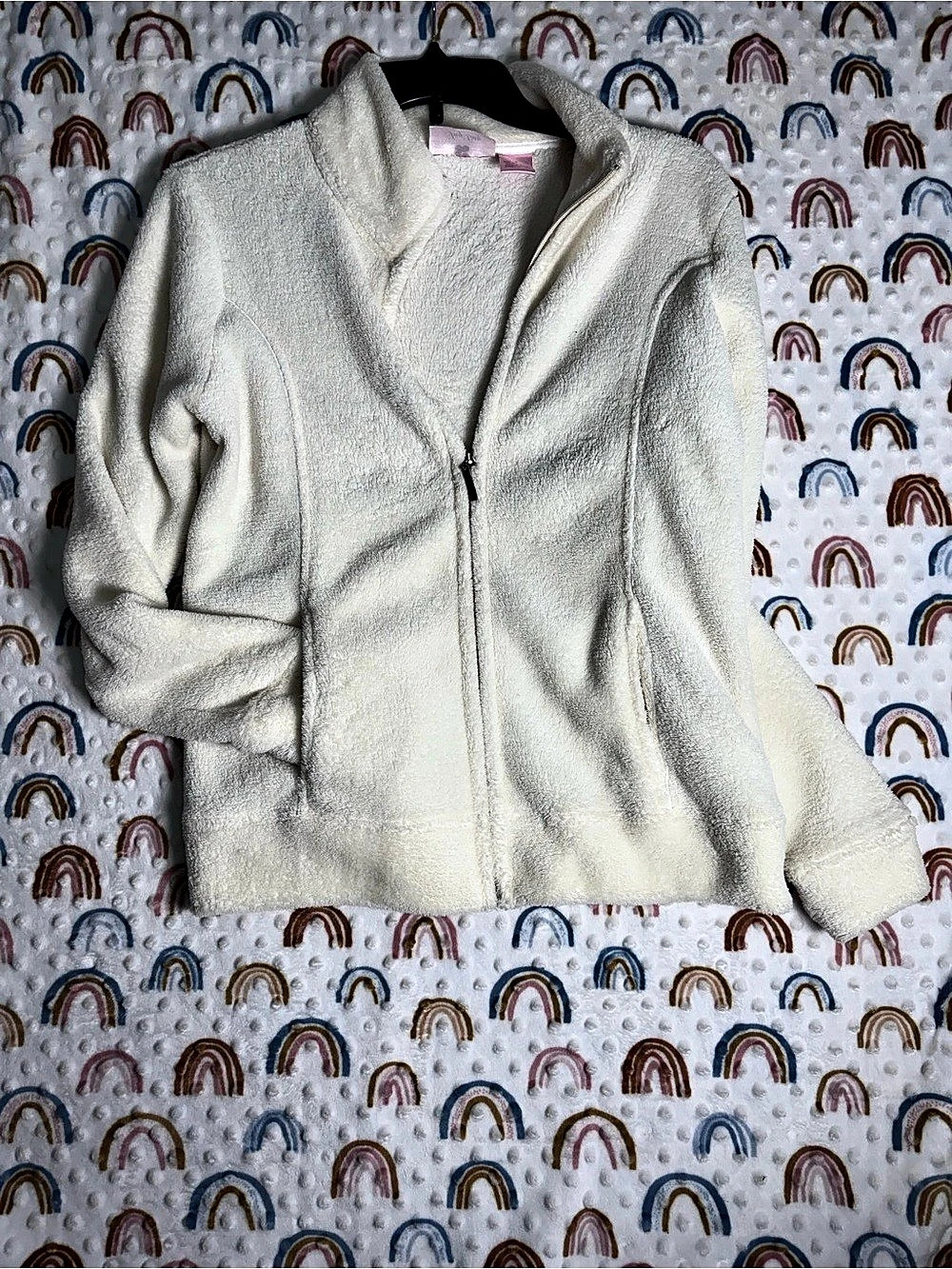 Say Day Sherpa Zip Jacket in White Size Medium